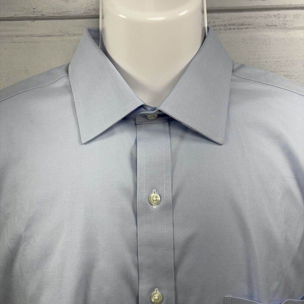 Brooks Brothers Men's Size 16 R Non Iron Dress Shirt Short Sleeve Light Blue